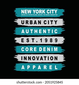 New york city, core denim, typography graphic design, for t-shirt prints, vector illustration