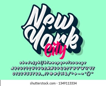 new york city custom lettering text effect for t-shirt design, simple and cool typography design with modern style