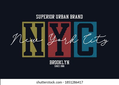 New York city design for t-shirt. NYC, Brooklyn tee shirt print. Typography graphics for apparel. Vector.