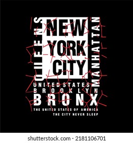 new york city design typography, vector graphic illustration, for printing t-shirts and others