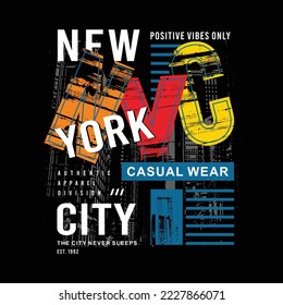 New york city design typography, designs for t-shirts, wall murals, stickers ready to print, vector illustration 