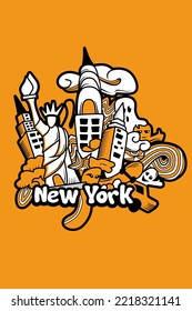 New York City Doodle Art Vector