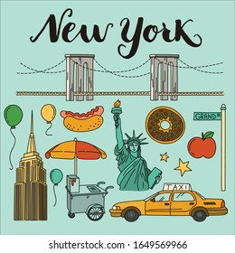 New York City doodles Elemente. Handgezeichnet