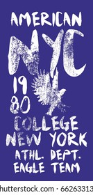 New York City eagle style graphic design vector art
