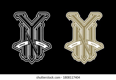 New York city emblem, vintage style on a dark background.