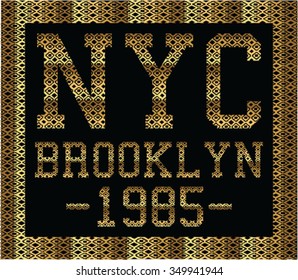 New York City ethnic varsity print for t-shirt