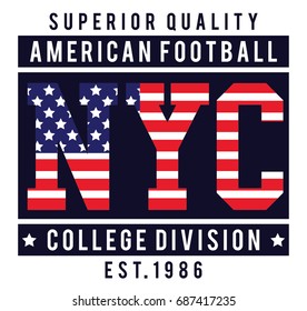 New York City flag america typography, t-shirt graphics, vectors