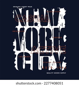 new york city, flat graphic t shirt design, typography vector, illustration, casual style