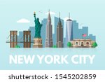 New York city flat vector illustration. United states modern metropolis isolated clipart on white background. US world famous landmarks and tourist attractions cartoon design elements