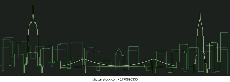 New York City Futurist Technology Light Trace Skyline