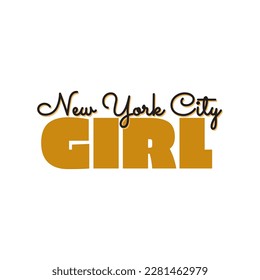 New York city girl cute text icon label sign design vector