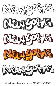 New York City graffiti lettering orange yellow red