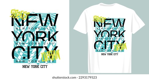 New York City graffiti style typography and neon grunge drawing. T shirt design, fashion vector graphic, typographic poster or street urban wear.