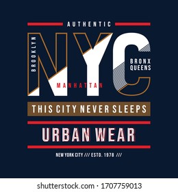 new york city graphic design typography t shirt vector illustration