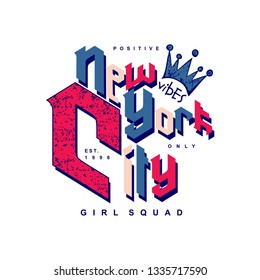 new york city graphic for ladies typography design vector t shirt