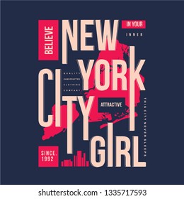 new york city graphic for ladies typography design vector t shirt