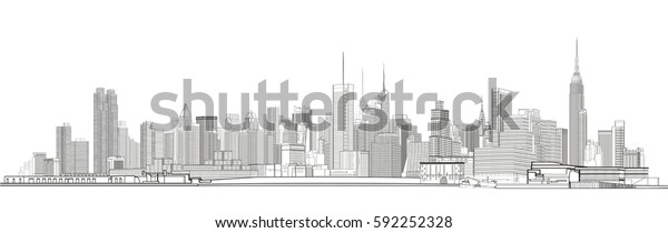 New York City Grafik Skyline Stadtbild Stock Vektorgrafik Lizenzfrei