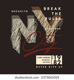 new york city graphic t shirt design, typography vector, illustration, casual style