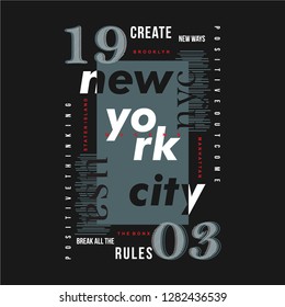 new york city graphic text frame design for printed t shirt