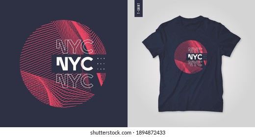 New York City graphic t-shirt abstract design, geometric poster, vector illustration.