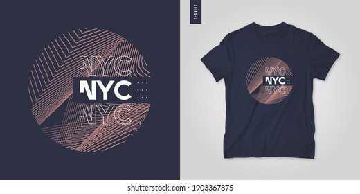 New York City graphic t-shirt abstract design, geometric poster, vector illustration.