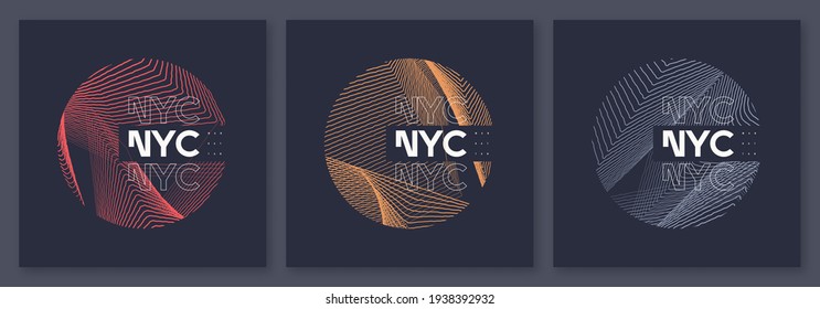 New York City graphic t-shirt abstract designs, geometric posters, vector illustrations.