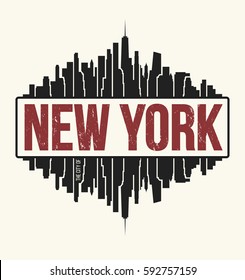 New York City graphic, t-shirt design, tee print, typography, emblem. Vector illustration.