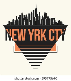 New York City graphic, t-shirt design, tee print, typography, emblem. Vector illustration.