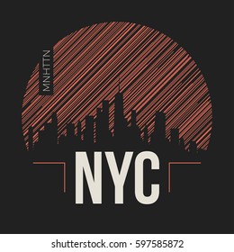 New York City Graphic, T-shirt Design, Tee Print, Typography, Emblem. Vector Illustration.