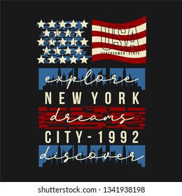 new york city graphic typography design vector for printed t shirt and other use