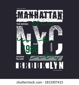 new york city graphic typography design t shirt vector illustration, casual sport, denim vintage