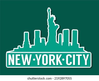 New York City with green background 