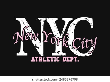 Nueva York City grunge college vintage cotizar tipografía. Diseño de Ilustración vectorial para moda, gráfico, estampado, camiseta, camiseta de eslogan, póster, pegatina.