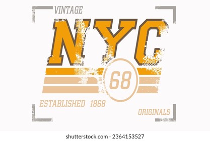 New York city grunge typography, NYC art graffiti background. NYC spray paint typography for t-shirt graphics, print, poster, banner, postcard