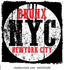 New York City grunge vector print and varsity. For t-shirt or other uses in vector.T shirt graphic