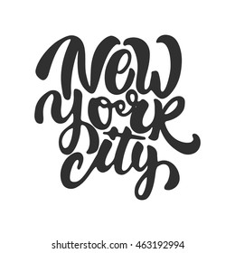 New york city - hand drawn lettering phrase isolated on the white background. Fun brush ink inscription for photo overlays, greeting card or t-shirt print, poster design