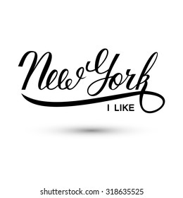 New York city handwritten logo. I like New York. Vector illustration.