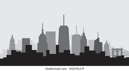 New York City highrise skyline simplicity flat design. Vector illustration.