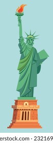 new york city icon statue of liberty illustration design in cartoon flat style