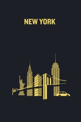 New York City Iconic Buildings. Flat Vector Illustration. 