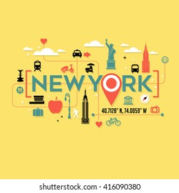 New York City icons and typography design for cards, banners, tshirts, posters