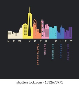 New York city illustration, tee shirt graphics, vectors, typography