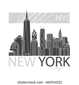 New York city illustration, typography, t-shirt graphics, vectors