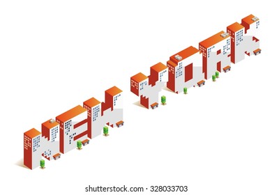 New York city isometric text flat vector