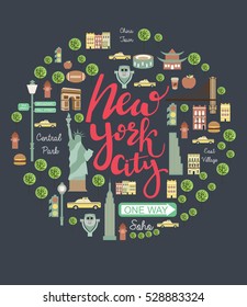New York city landmarks set. Vector illustration