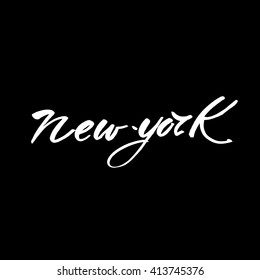 New York city  lettering design template. New York inscription. Handwritten quote. Vector illustration.