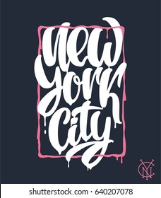 New York city, lettering design Hand written phrase.