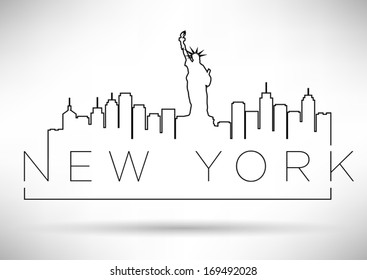 Design de tipografia de silhueta de Nova York City Line