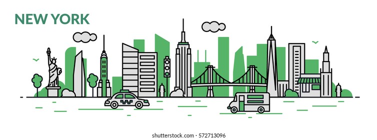 New York city. Line style. Vector illustration