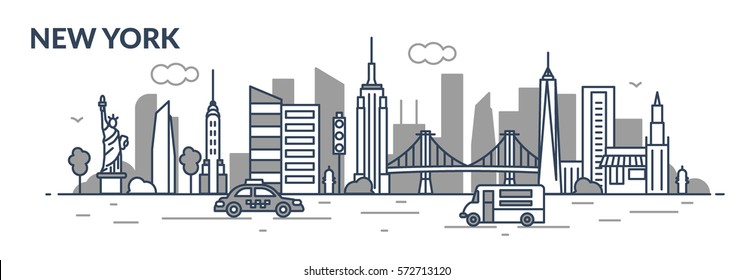 New York city. Line style. Vector illustration